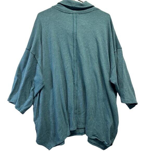 J Jill PureJill Blue Teal Cowl Neck Boxy Knit Sweater XL Boxy Lagenlook Boho - Picture 2 of 8